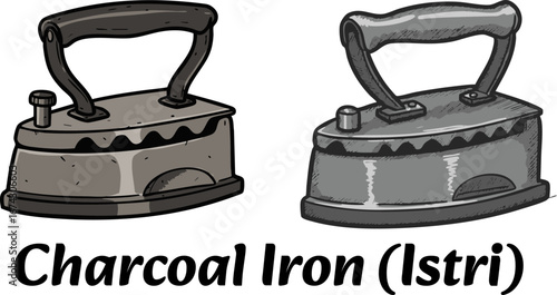 old rusty Charcoal iron (Istri)