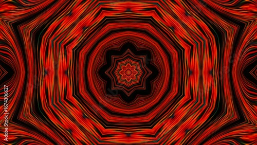 Abstract red kaleidoscope mandala animation psychedelic hypnotic loop background trippy visual art