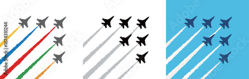 contrail and fighter jet silhouette,Fighter jets performing aerobatic flyovers at air shows and major events