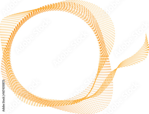 Vector art of orange abstract swirling ribbon with dots