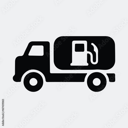 Silhouette fuel tank truck simple design vector illustration