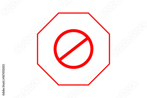 Free Download Red prohibition sign inside an octagonal red border, isolated on transparent background - GFXLoad
