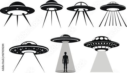 Set of UFO and Alien Icons