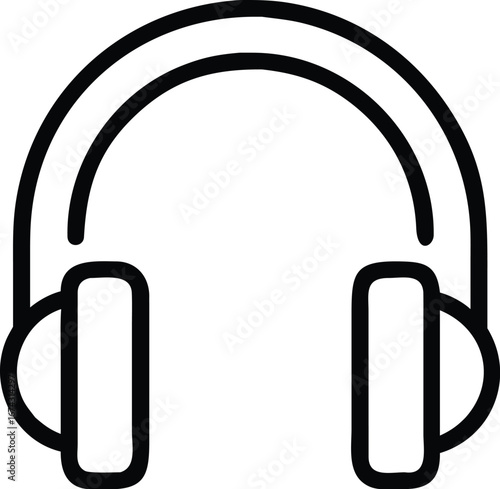 Vector art of simple black outline icon of headphones
