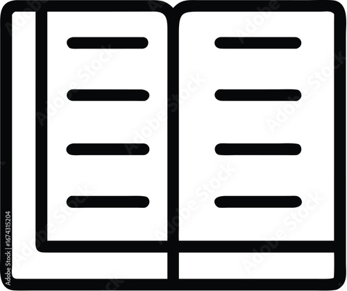 Vector art of open book icon with lines representing text
