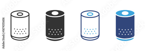 Smart Speaker icon set in outline and flat style , vector illustration.