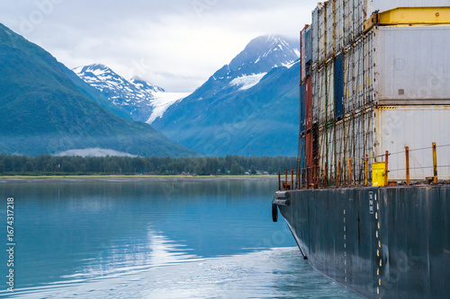 Barge in harbor in Alaska