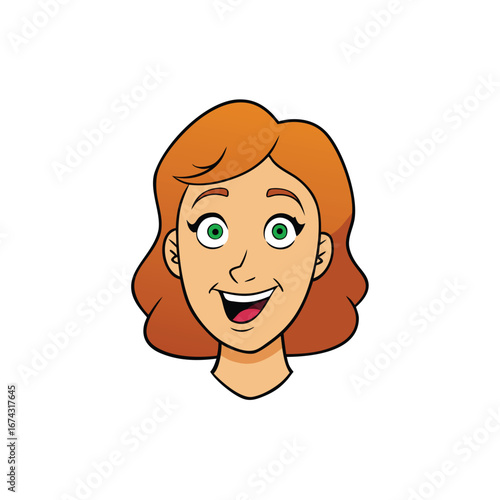 female head nodding yes on white background.eps