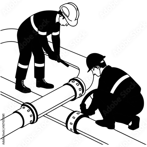industrial workers men working with face mask vector illustration design