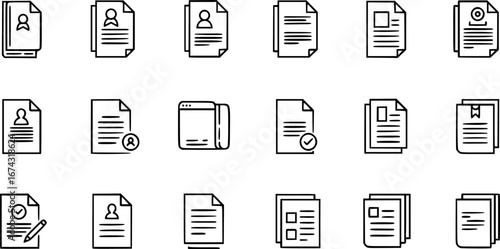 Paper documents icons. Line symbol and document icon. Paper symbol with single and multiple pages. vector illustration.