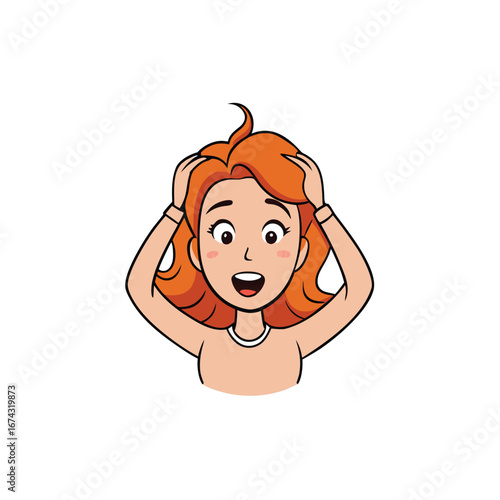female head tossing hair on white background.eps