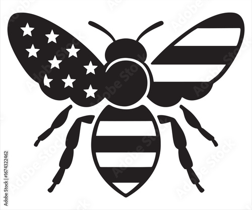Patriotic American Flag Bee Vector