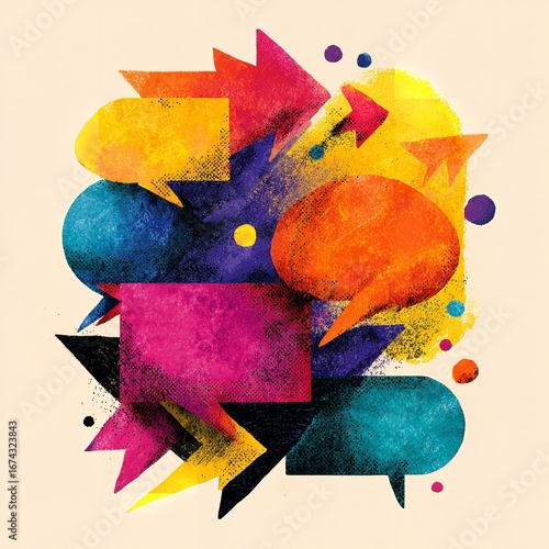 Vibrant Abstract Communication Bubbles Showcasing Dialogue and Connection with a Modern Artistic Style