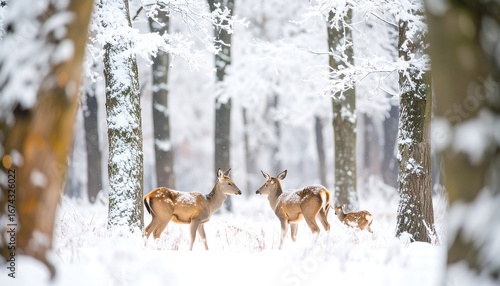 Wallpaper Mural Majestic deer in a snowy forest Torontodigital.ca