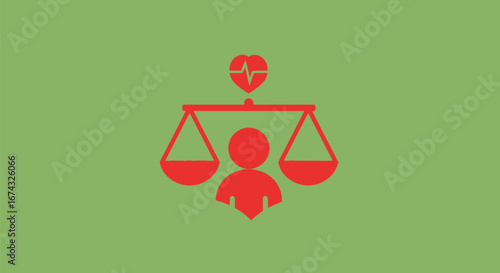 Health Equity and Justice Illustration with Balance Scale.