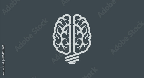 Brain lightbulb symbol representing innovation and creative thinking.