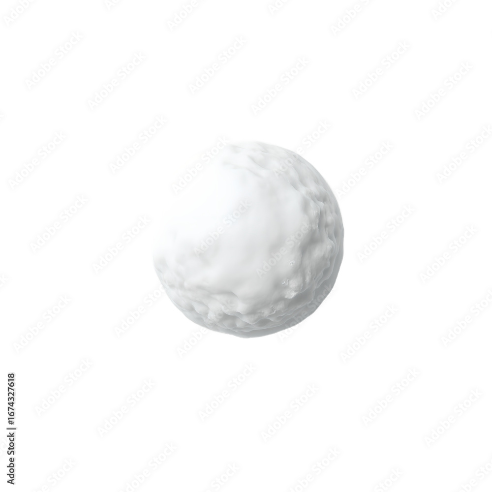 Obraz premium A flawless snowball glistens on a serene white background capturing the essence of winter wonder and purity, isolated