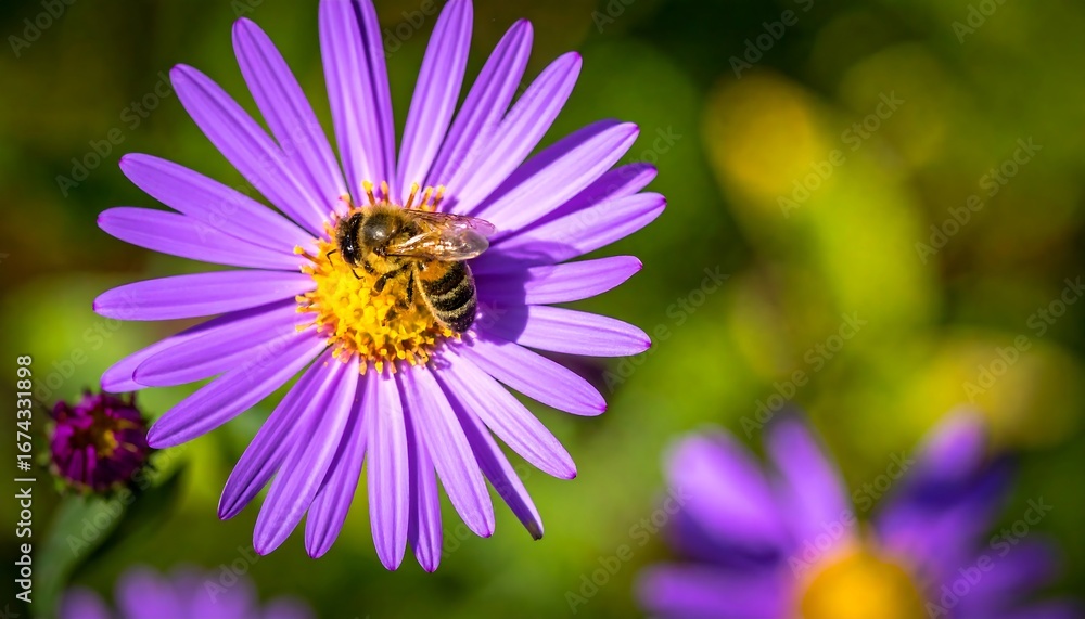 Obraz premium Bee on vibrant purple flower