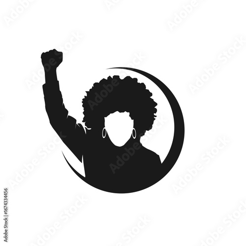 Black Woman Power Fist Silhouette Logo.