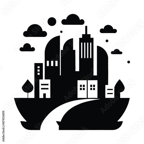 Eco City with Green Buildings Sustainability Vector