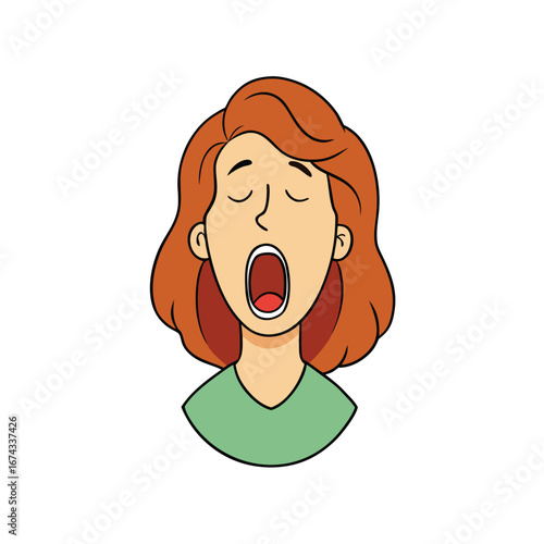 female mouth yawning on white background.eps