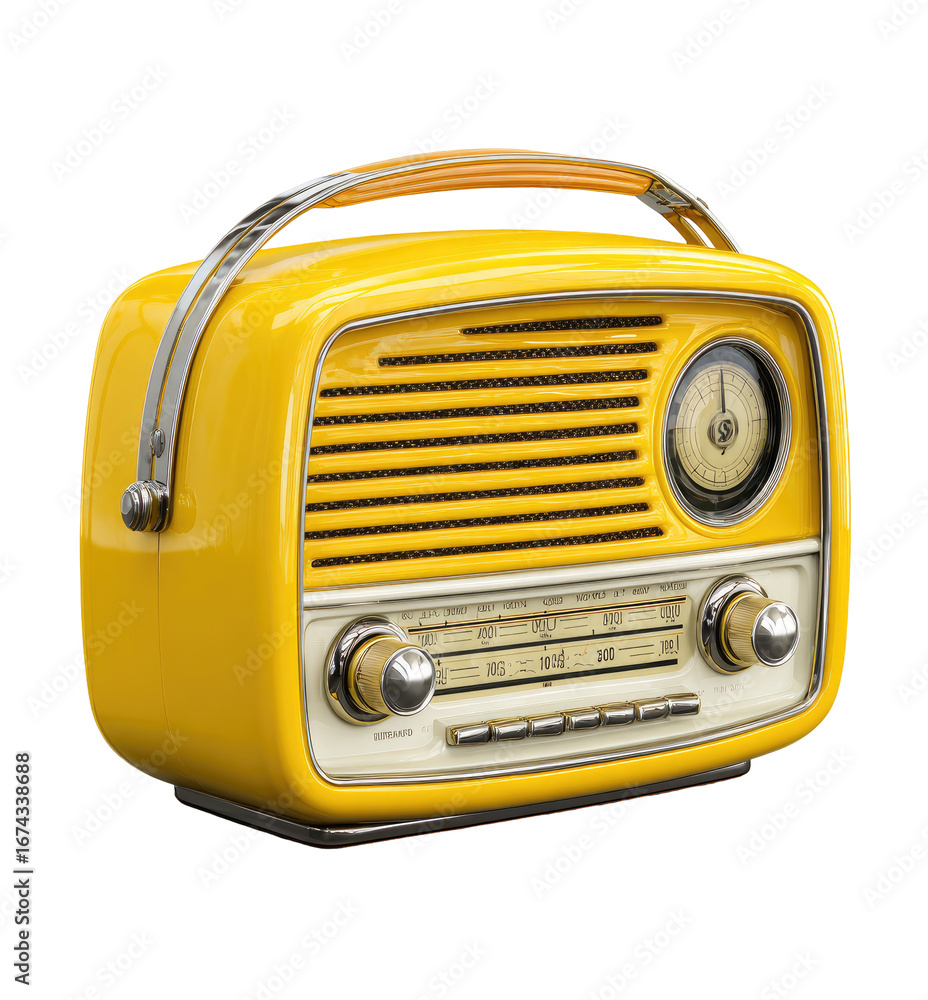 Fototapeta premium Retro yellow radio