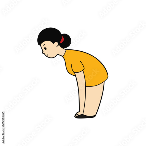 female neck bending down on white background.eps