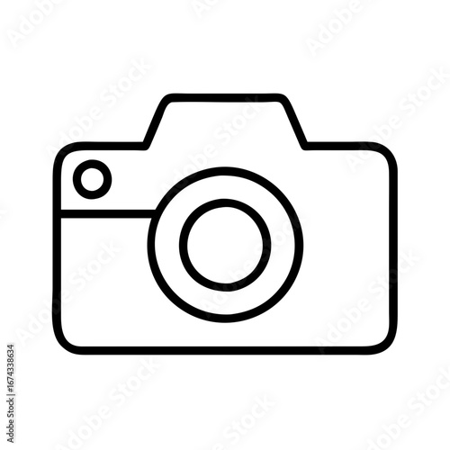 Camera outline vector icon for photography equipment and digital photo design and illustration use