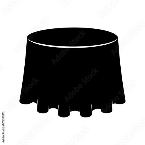 Stylized image of a round table with a black tablecloth covering it