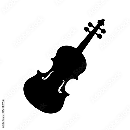Black silhouette of a violin, classical musical instrument, orchestra, concerto
