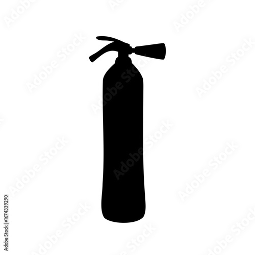 Black silhouette of fire extinguisher for safety and protection purposes