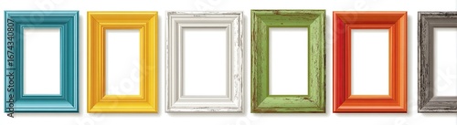 Colorful, rectangular picture frames in various hues