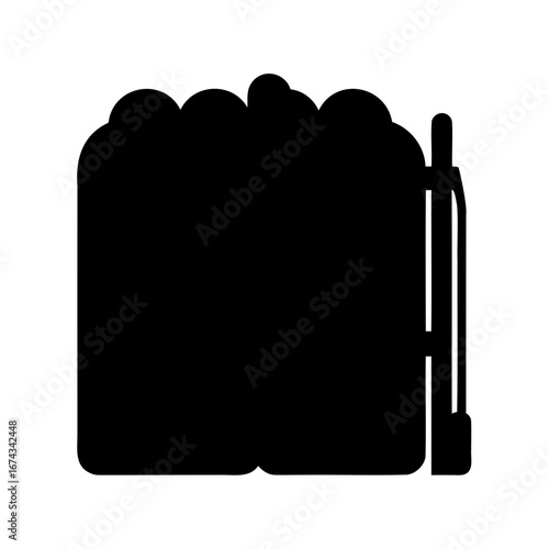 Black Silhouette Icon Depicting Mugs of Frothy Beer with Straw