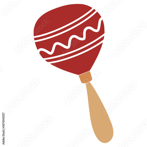 Red maraca shaking creating festive sounds of mexico