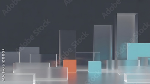 Wallpaper Mural Abstract 3d geometric shapes representing growth and progress with a modern minimalist aesthetic Torontodigital.ca