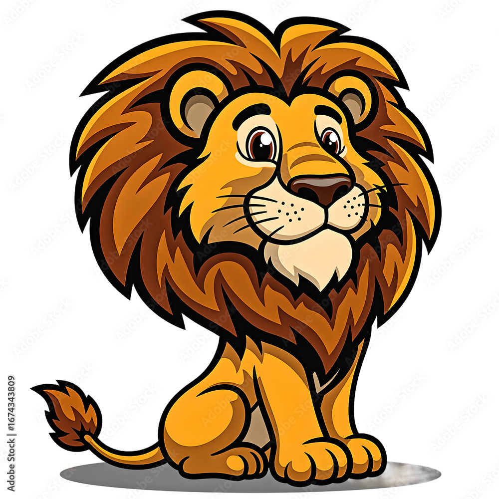 Fototapeta premium Vibrant pop art style lion with flowing mane exuding confidence in a confident stance Perfect for bold graphic design projects, isolated