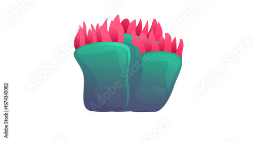 PNG Cartoon underwater sea landscape constructor with fishes and ocean animals, vector undersea world. Underwater coral reef characters of octopus with turtle,