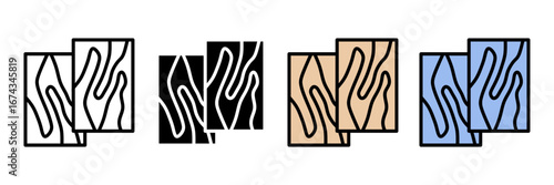 building material Icon Set Multiple Style Collection. Wood, Metal, Plastic, Glass, Stone, Fabric, Ceramic, Leather, Paper, Foam, Carbon, Brick, Bamboo, Marble, Sand, Clay, Wool, Cotton, Acrylic, Nylon