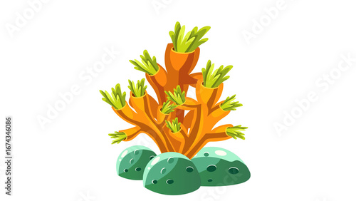 PNG Cartoon underwater sea landscape constructor with fishes and ocean animals, vector undersea world. Underwater coral reef characters of octopus with turtle,