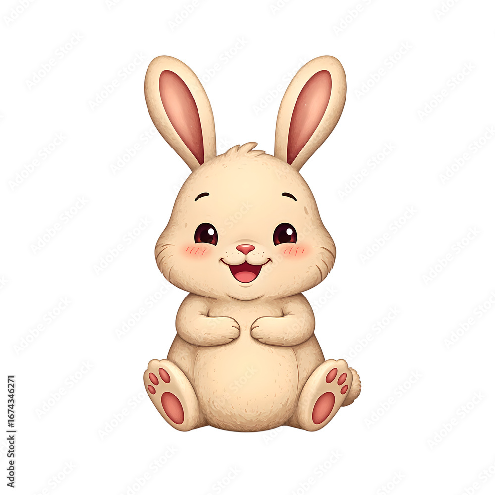 Obraz premium Adorable felt textured bunny with a small smile exuding joy Perfect for bringing a whimsical touch to your projects, isolated
