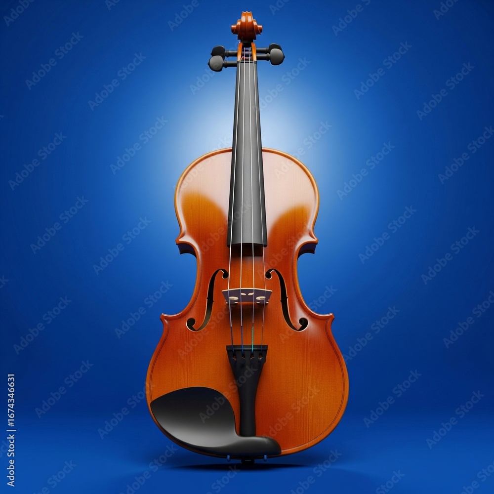 Fototapeta premium violin isolated on blue background 
