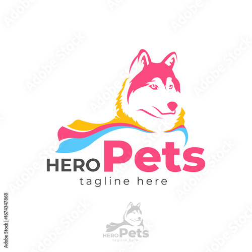 Hero Pets Logo Design - Husky Mascot Branding.