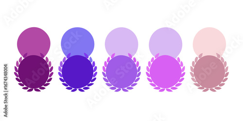 Purple lavender violet color palette circles with laurel wreath design vector graphic illustration art