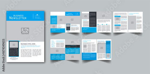 The Newsletter Template 10 Page layout design With Cover page / Weekly Newsletter, Monthly Newsletter, Daily Newsletter