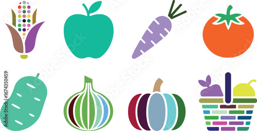 Colorful produce assortment corn apple
