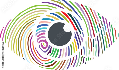 Colorful eye fingerprint pattern iris pupil