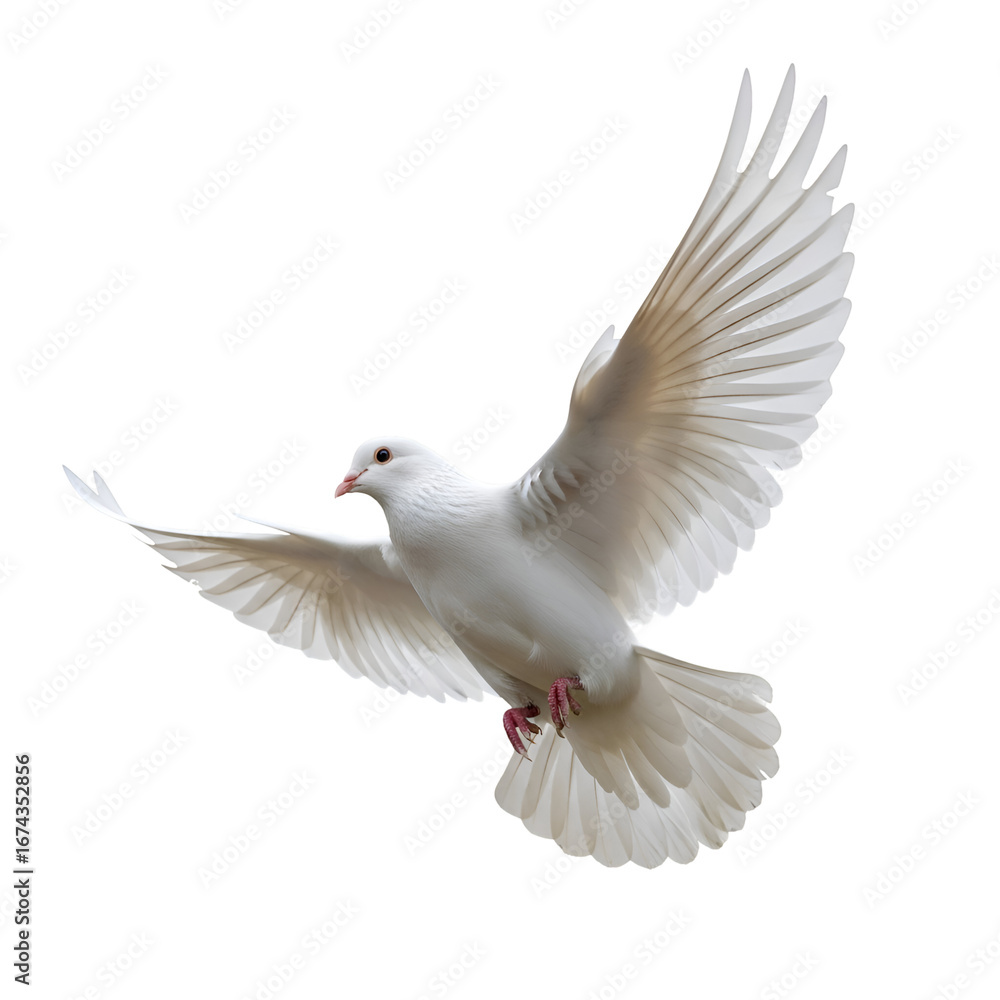 Fototapeta premium White Dove Soaring Gracefully on a Transparent Background