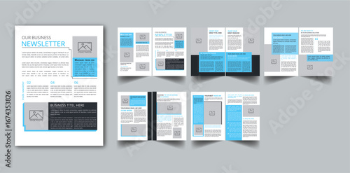 The Newsletter Template 10 Page layout design With Cover page / Weekly Newsletter, Monthly Newsletter, Daily Newsletter