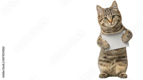 Cute cat holding blank sign...