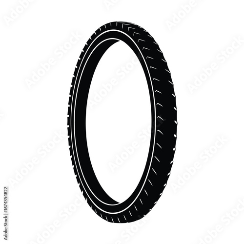Bicycle tire silhouette vector illustration, Black Bicycle tire silhouette